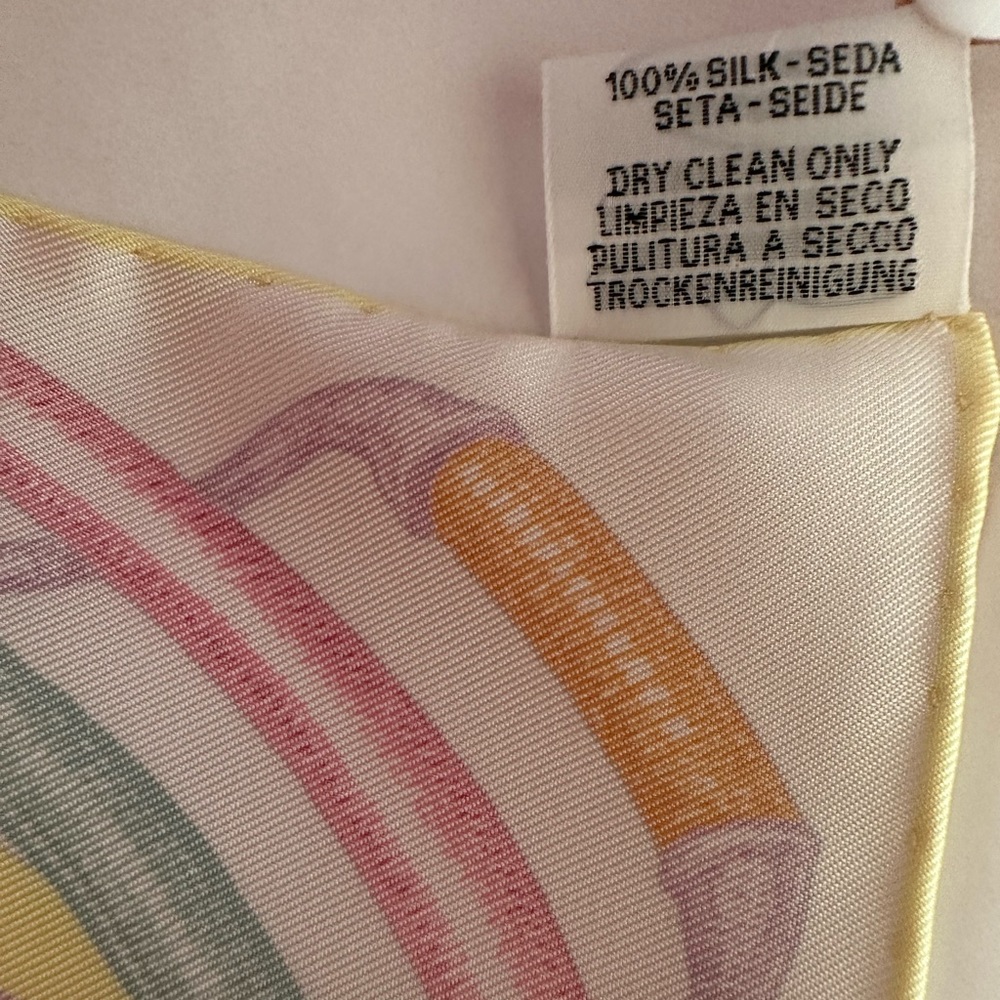 Never used/worn Hermes Chevaloscope Neon scarf. 100% silk. - Picture 6 of 10
